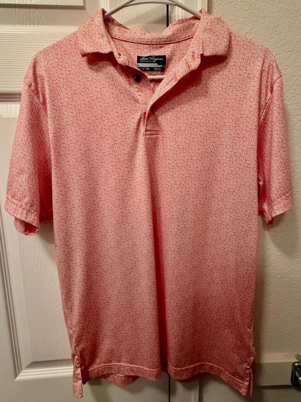Ben Hogan Men's Orange Palm Tree Micro-Print Polo